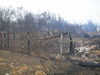 Сгоревший в результате лесного пожара поселок