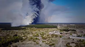 Пожар в Семее сняли на видео с высоты