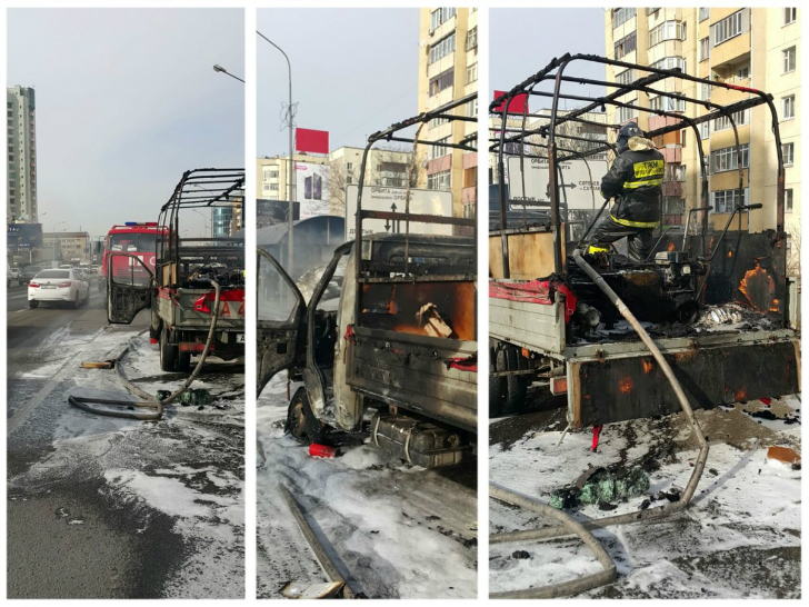Сгоревшая ГАЗель на Аль-Фараби