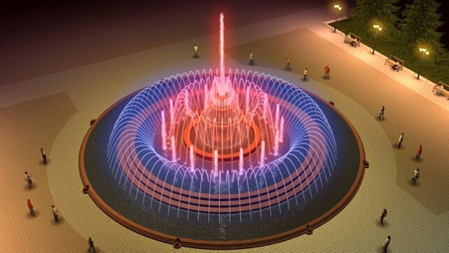 Фонтан на центральной площади Семея